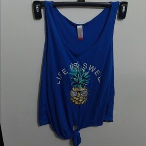 Blue Graphic Tank Top